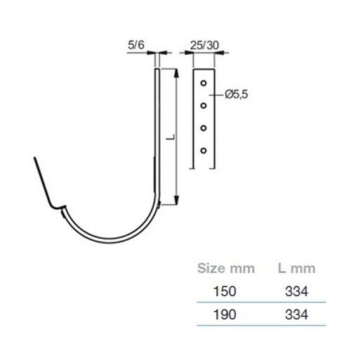 Lindab Steel Gutter 330mm Flex-Fit Rafter Bracket - 190mm Anthracite Metallic