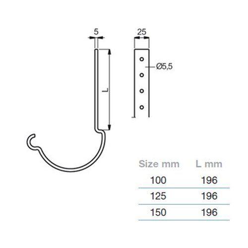 Lindab Steel Gutter 200mm Rafter Bracket - 150mm Tile Red
