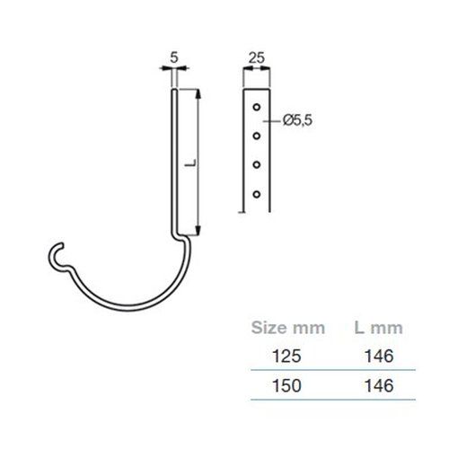 Lindab Steel Gutter 150mm Rafter Bracket - 150mm Dark Red