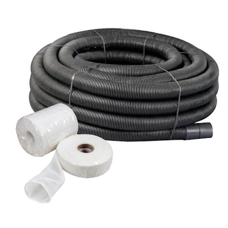 Perforated Land Drain and Filter Sleeve Kit - 100mm (O.D.) x 50mtr Coil