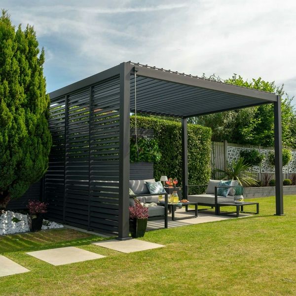 Proteus Slate Grey Aluminium Pergola 1000mm Louvre Panel For 3m Side