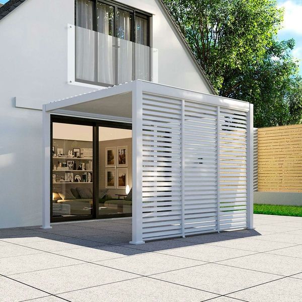 Proteus Pebble Grey Aluminium Pergola 1330mm Louvre Panel For 4m Side