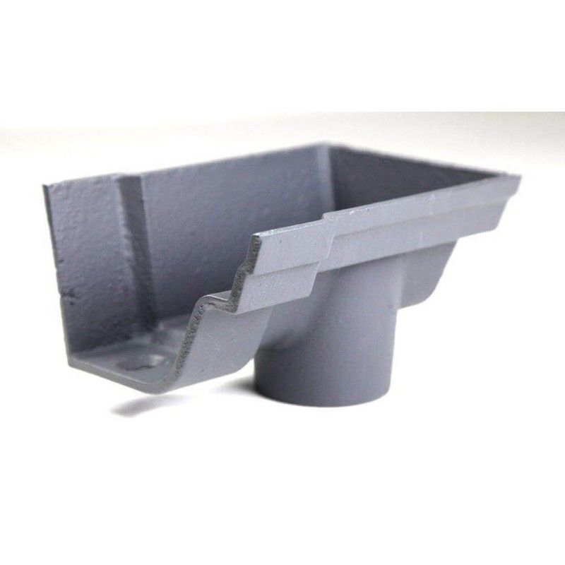 Cast Iron Notts Ogee Gutter Right Hand Stopend Outlet - 115mm for 65mm Downpipe Primed