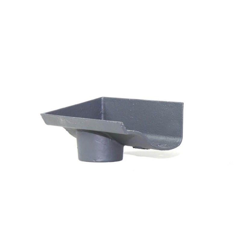 Cast Iron Ogee Gutter Left Hand Stopend Outlet - 125mm for 65mm Downpipe Primed