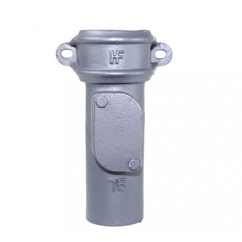 Cast Iron Round Downpipe Eared Access Pipe - 75mm Primed