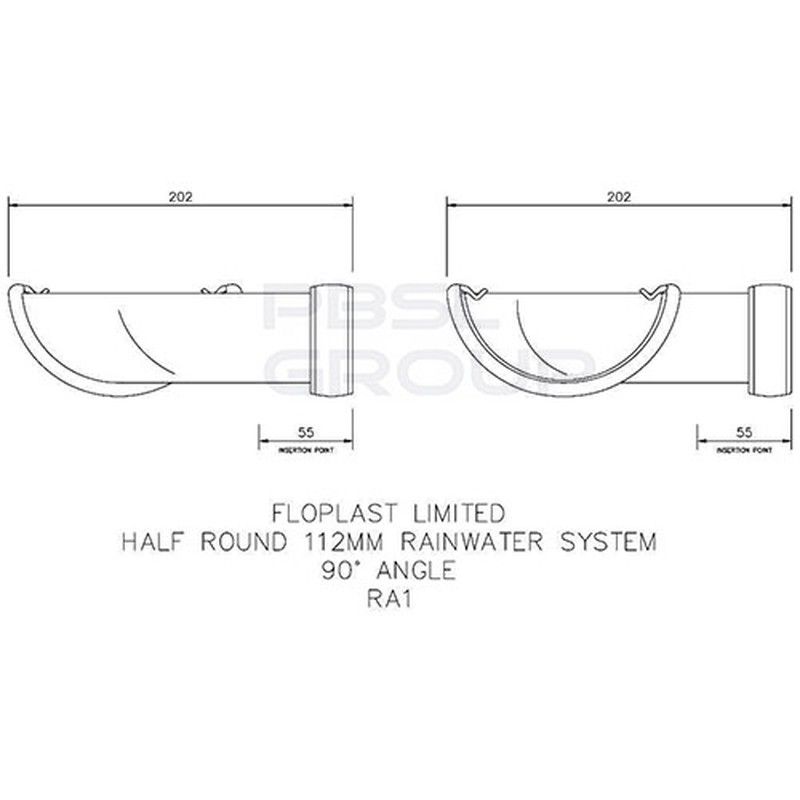 FloPlast Half Round Gutter Angle - 90 Degree x 112mm White