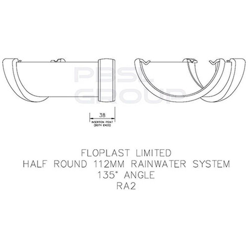 FloPlast Half Round Gutter Angle - 135 Degree x 112mm Grey