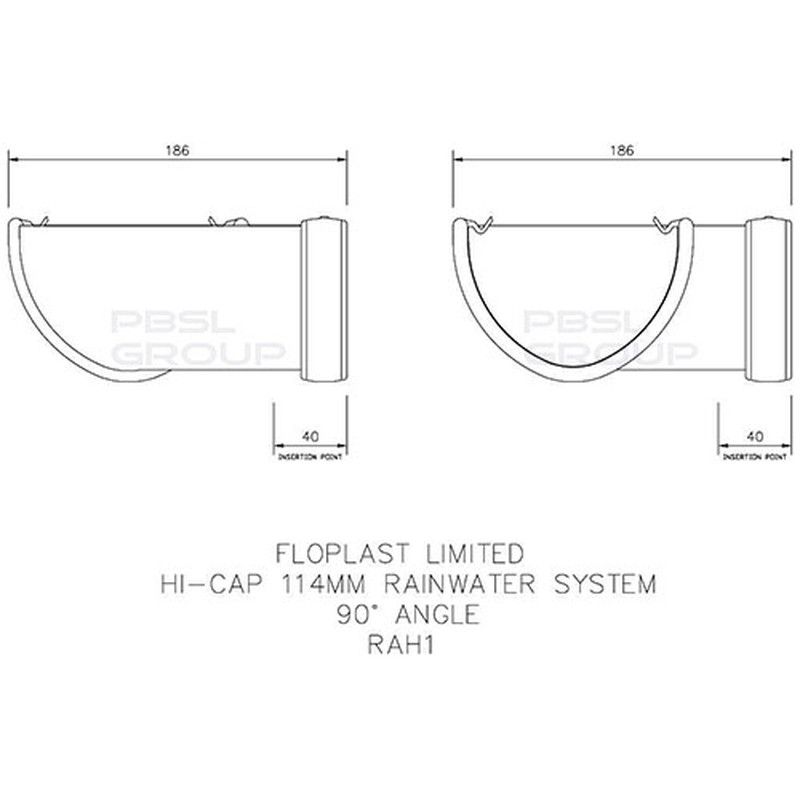 FloPlast Deepflow/ Hi-Cap Gutter Angle - 90 Degree x 115mm x 75mm Anthracite Grey