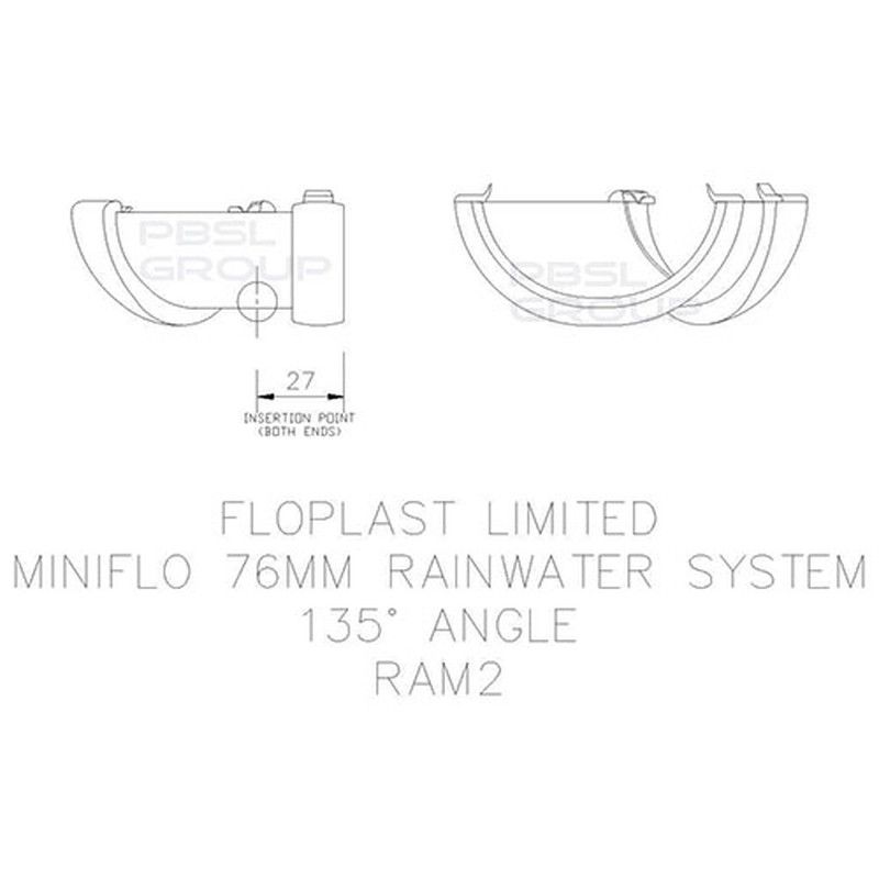 FloPlast Mini Gutter Angle - 135 Degree x 76mm White