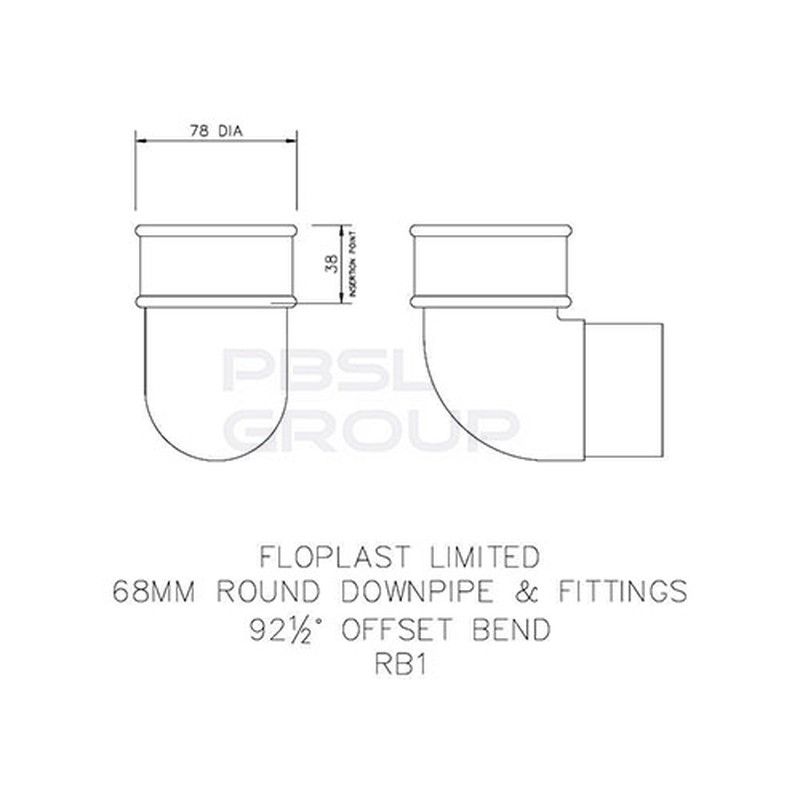 FloPlast Round Downpipe Bend - 92.5 Degree x 68mm Brown