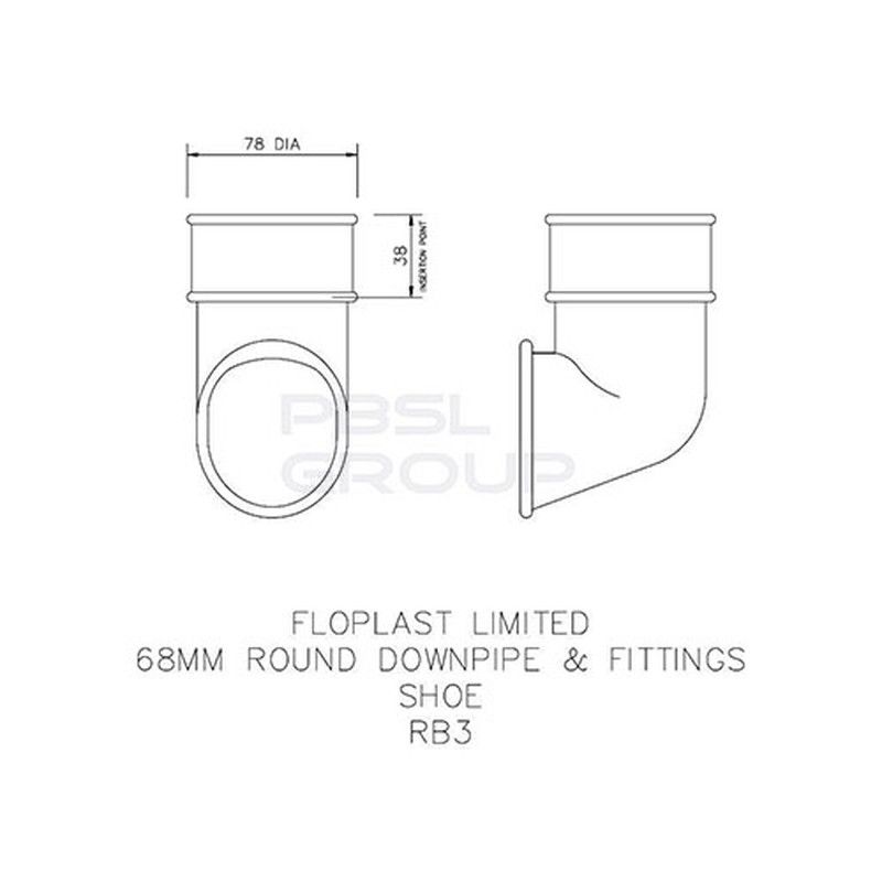 FloPlast Round Downpipe Shoe - 68mm Grey