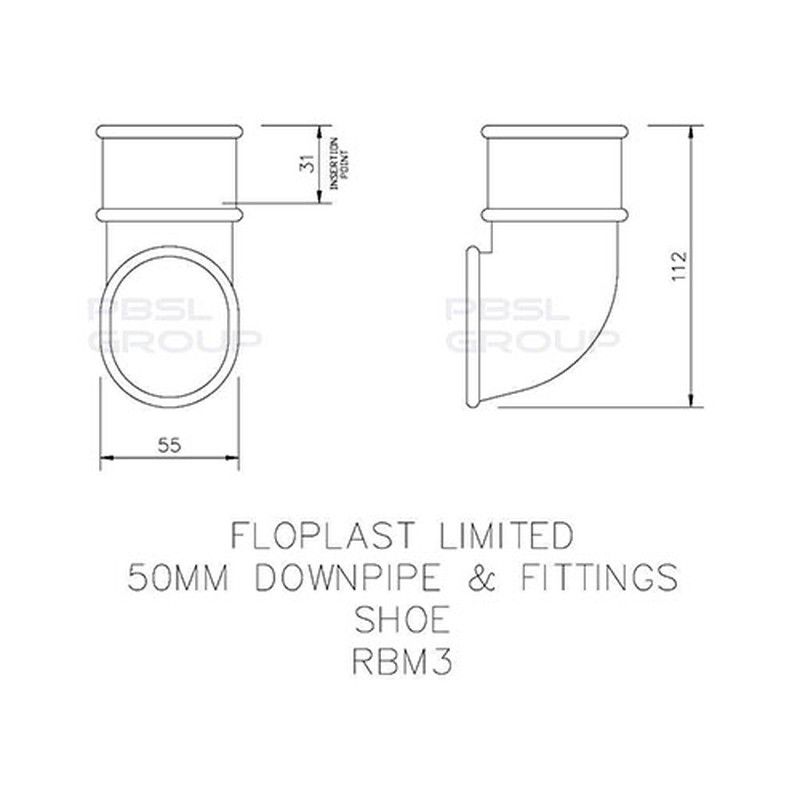 FloPlast Mini Gutter Downpipe Shoe - 50mm Brown