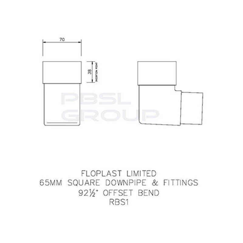 FloPlast Square Downpipe Bend - 92.5 Degree Black
