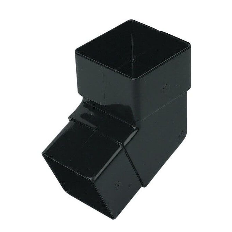 FloPlast Square Downpipe Offset Bend - 112 Degree Black - Pack of 2