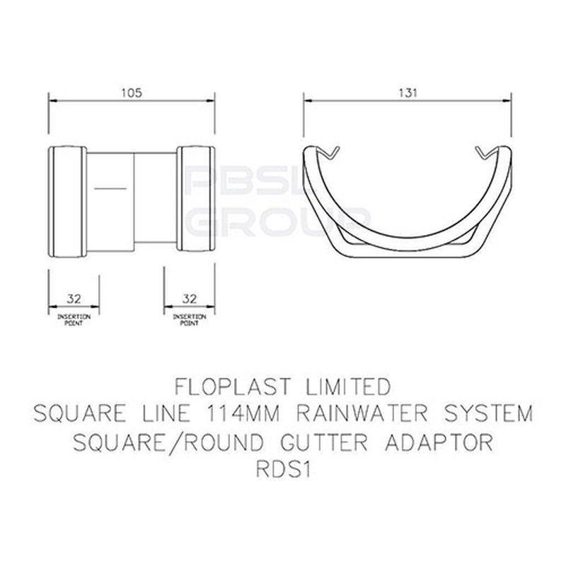 FloPlast PVC Square to PVC Half Round Gutter Adaptor - White
