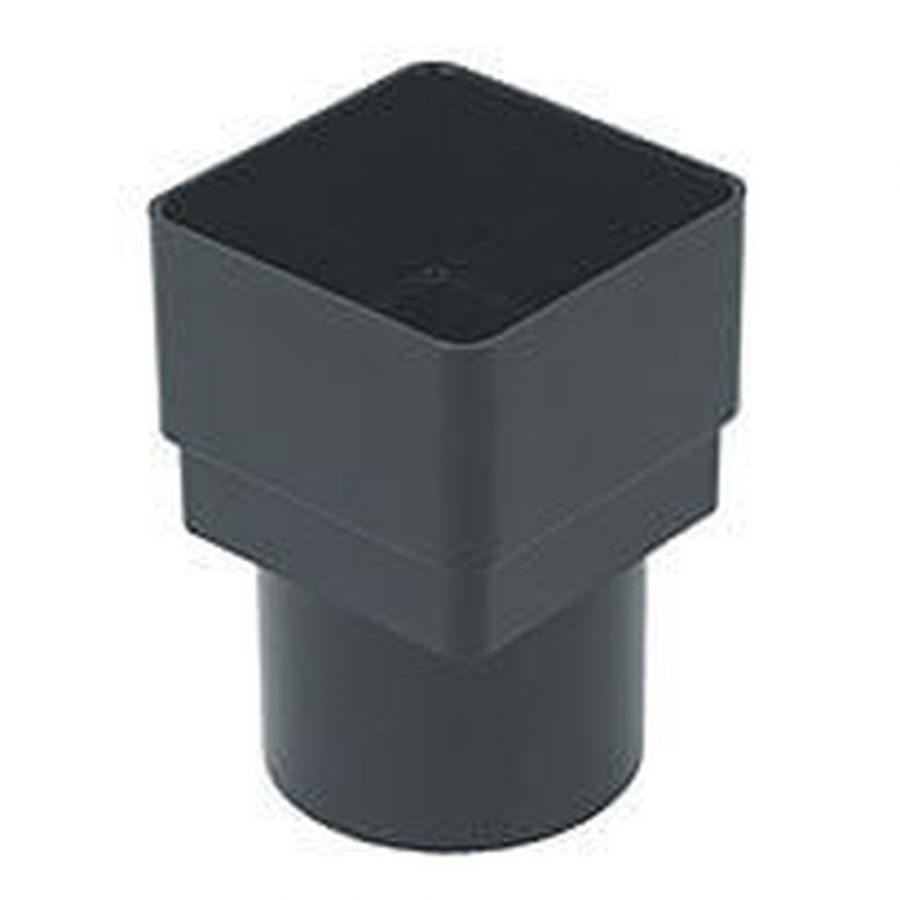 FloPlast PVC Square to PVC Round Downpipe Adaptor - Black