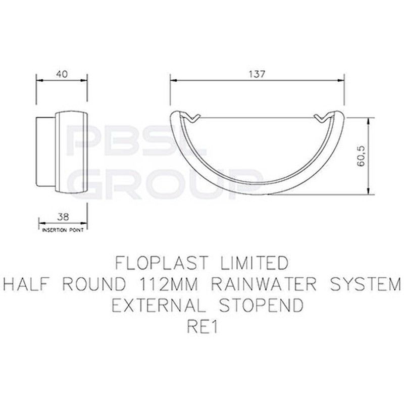 FloPlast Half Round Gutter External Stopend - 112mm Brown