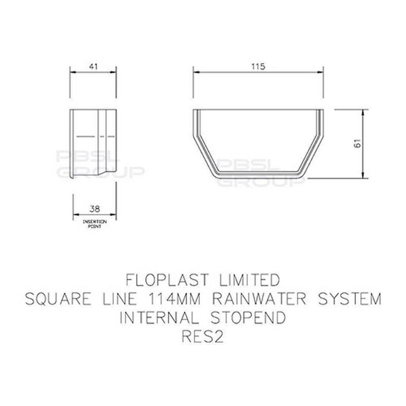 FloPlast Square Gutter Internal Stopend - 114mm White