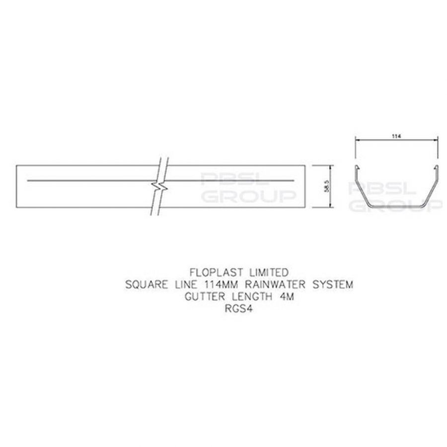 FloPlast Square Gutter - 114mm x 4mtr White