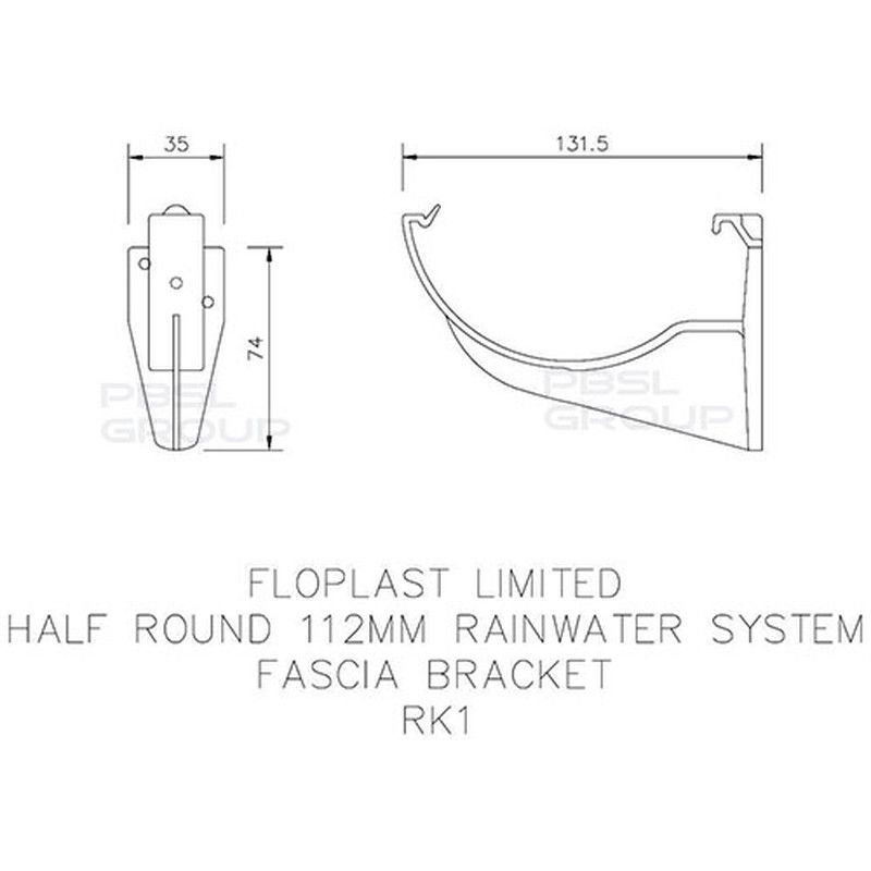 FloPlast Half Round Gutter Fascia Bracket - 112mm Brown