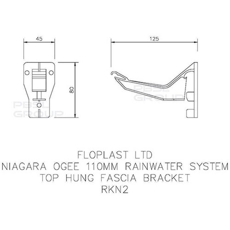FloPlast Ogee Gutter Top Hung Fascia Bracket - 110mm x 80mm Black