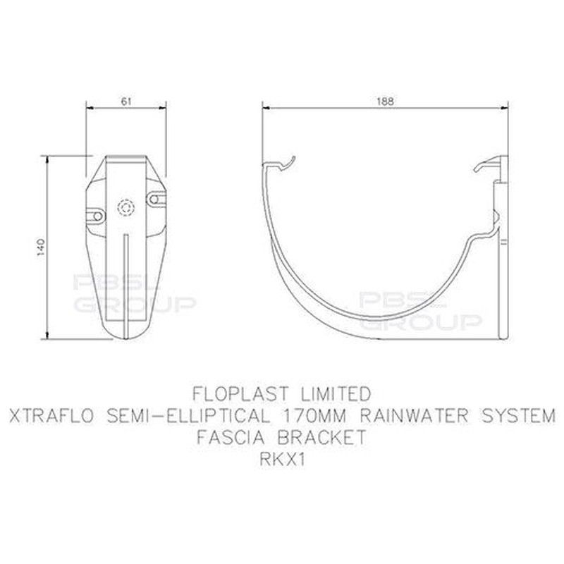 FloPlast Industrial/ Xtraflo Gutter Fascia Bracket - 170mm Black - Pack of 2