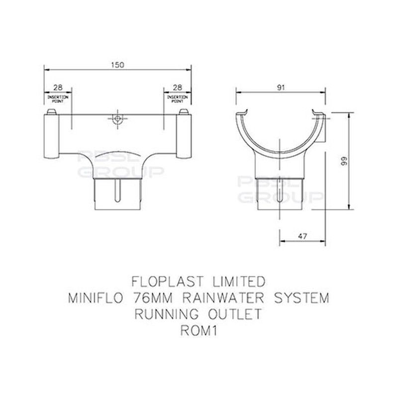 FloPlast Mini Gutter Running Outlet - 76mm Brown