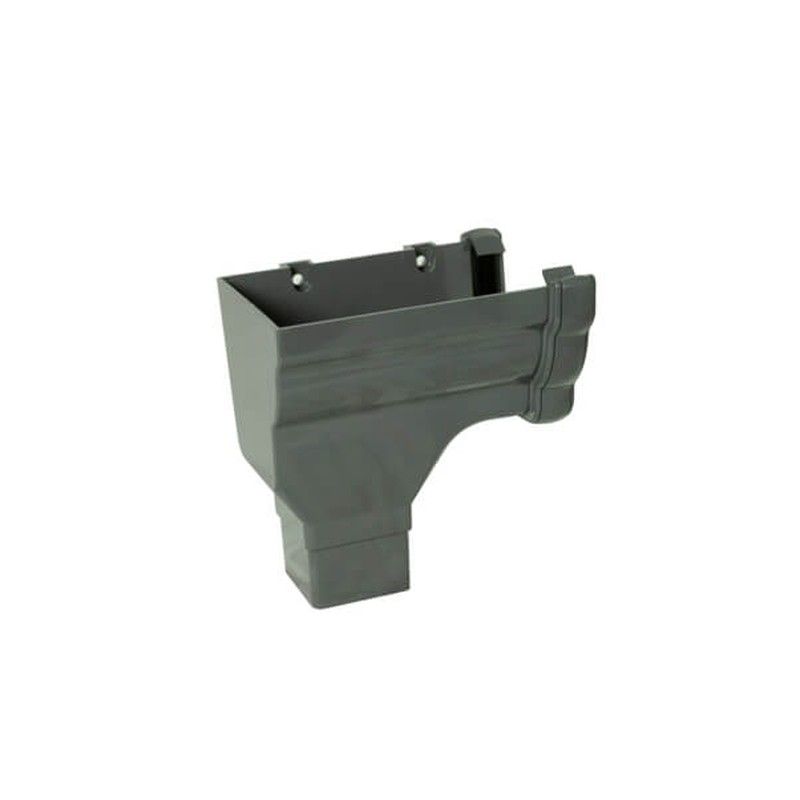 FloPlast Ogee Gutter Stopend Outlet Left Hand - 110mm x 80mm Anthracite Grey