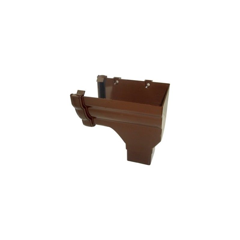 FloPlast Ogee Gutter Stopend Outlet Right Hand - 110mm x 80mm Brown