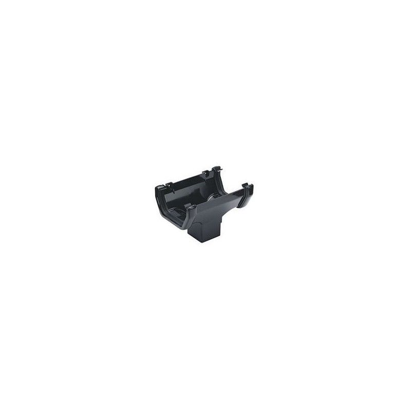 FloPlast Square Gutter Running Outlet - 114mm Black - Pack of 2