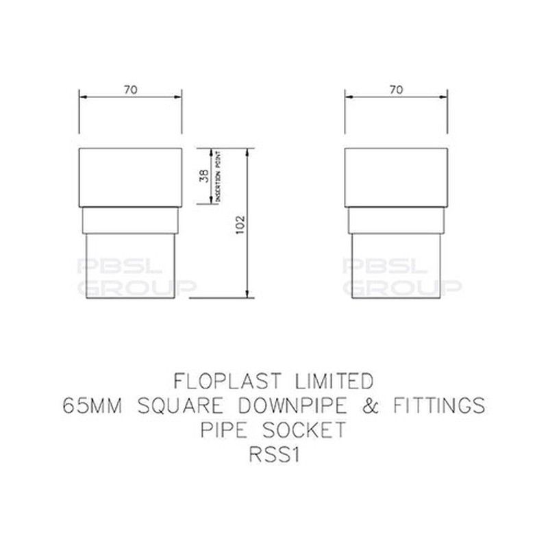 FloPlast Square Downpipe Socket - 65mm White
