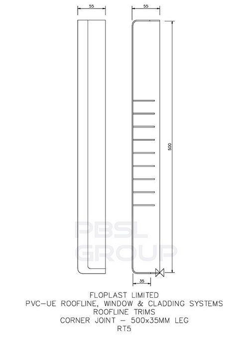 Anthracite Grey Fascia Double End Corner Trim - 500mm x 35mm