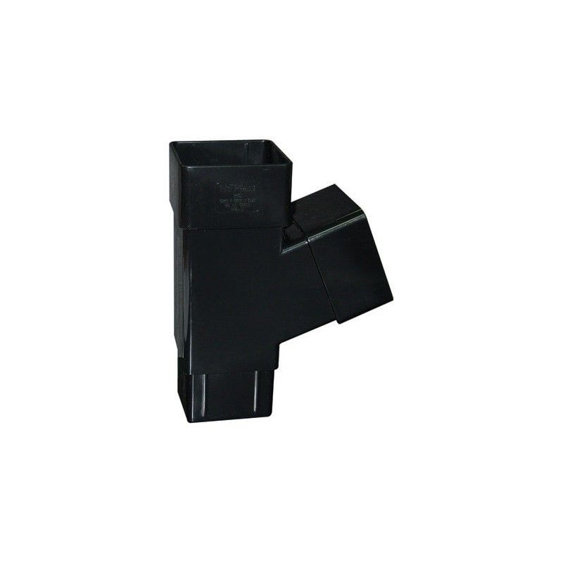 FloPlast Square Downpipe Branch - 112 Degree x 65mm Black
