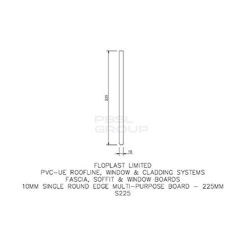 225mm White Soffit Board - 10mm x 5mtr