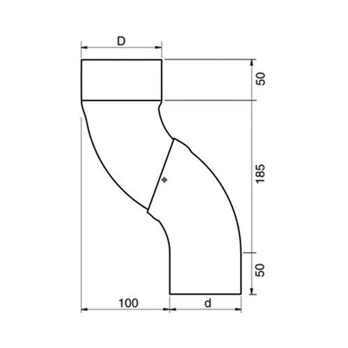 Lindab Steel One-Piece 50mm Downpipe Offset - 75mm Dark Red