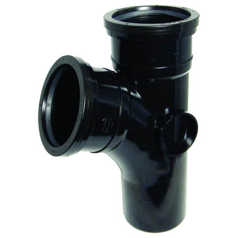 FloPlast Ring Seal Soil Branch Single Socket - 112.5 Degree x 110mm Black