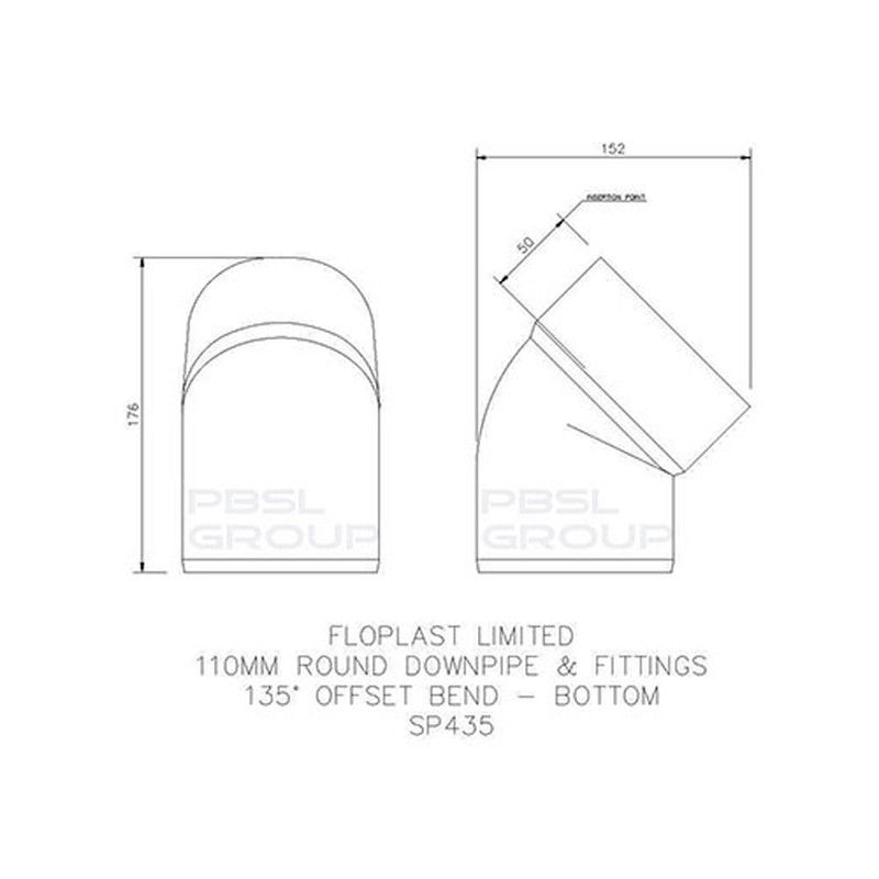 FloPlast Solvent Weld Offset Bend Bottom - 110mm White