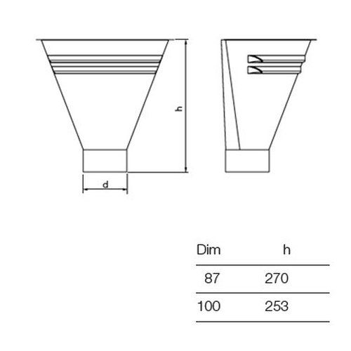 Lindab Steel Half Round Water Hopper - 87mm Silver Metallic