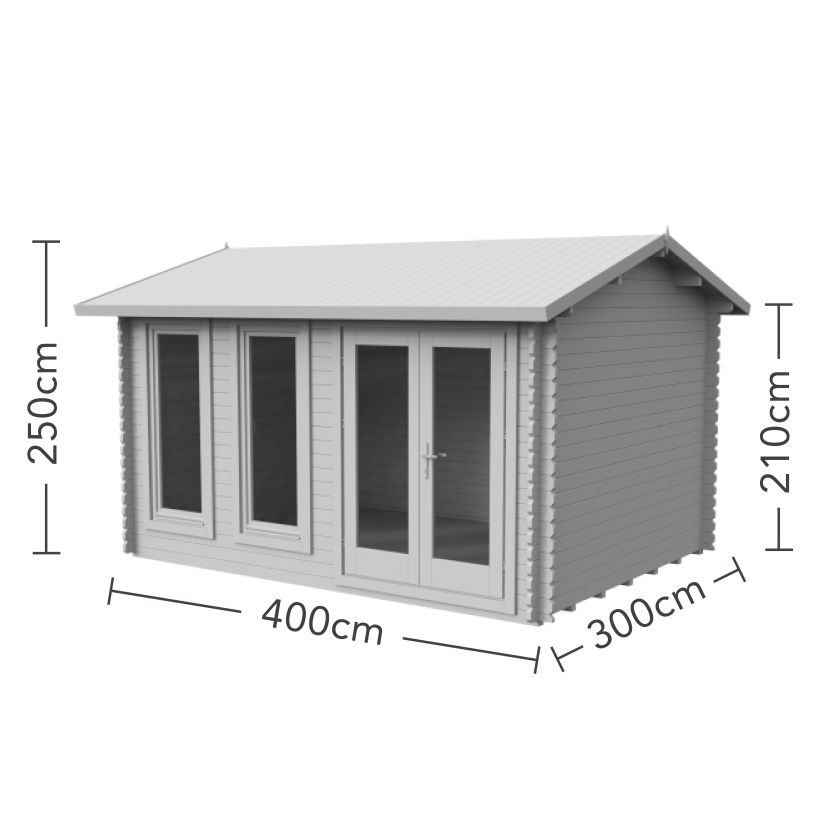 Chiltern Log Cabin - 34kg Felt Plus Underlay Double Glazed - 4000mm x 3000mm