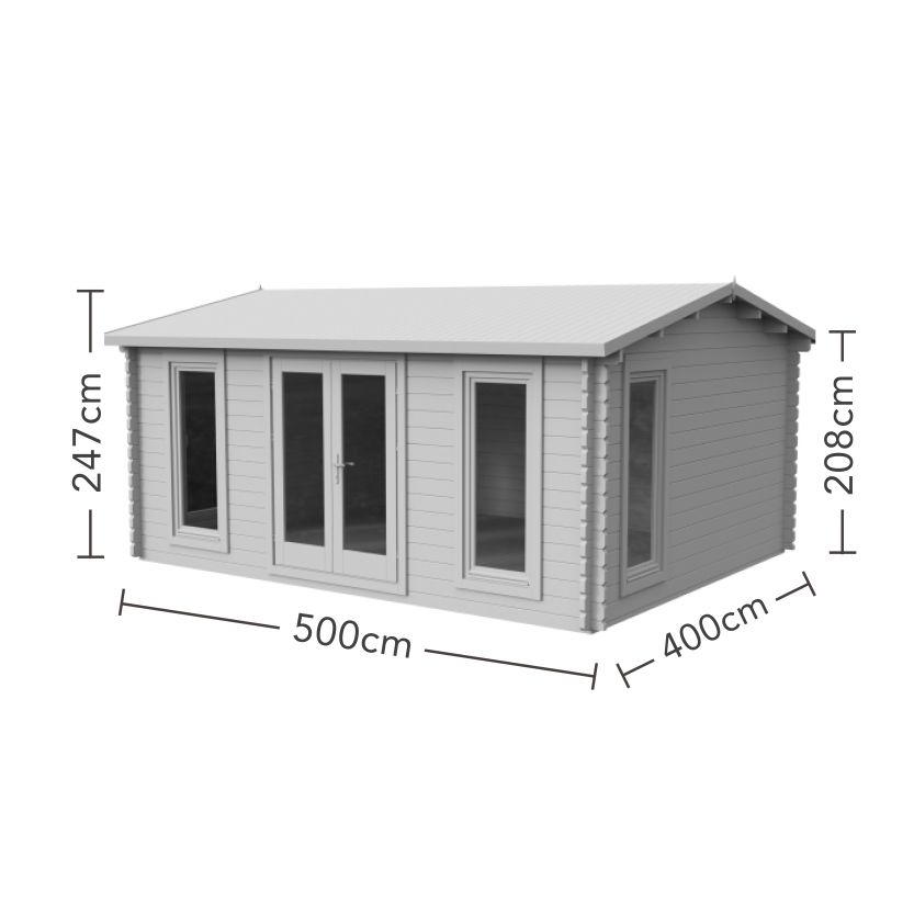Rushock Log Cabin - 24kg Polyester Felt No Underlay Double Glazed - 5000mm x 4000mm