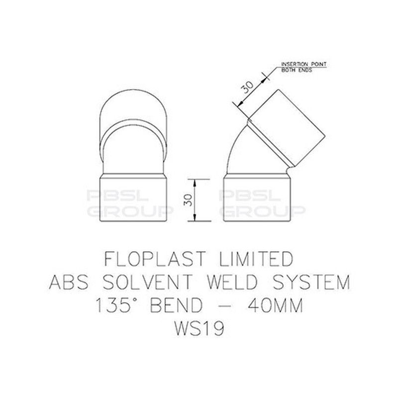 FloPlast Solvent Weld Waste Bend - 135 Degree x 40mm Grey