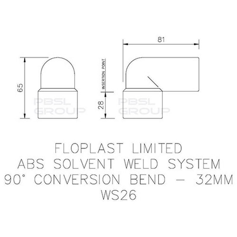 FloPlast Solvent Weld Waste Bend Swivel Male and Female - 90 Degree x 32mm Black