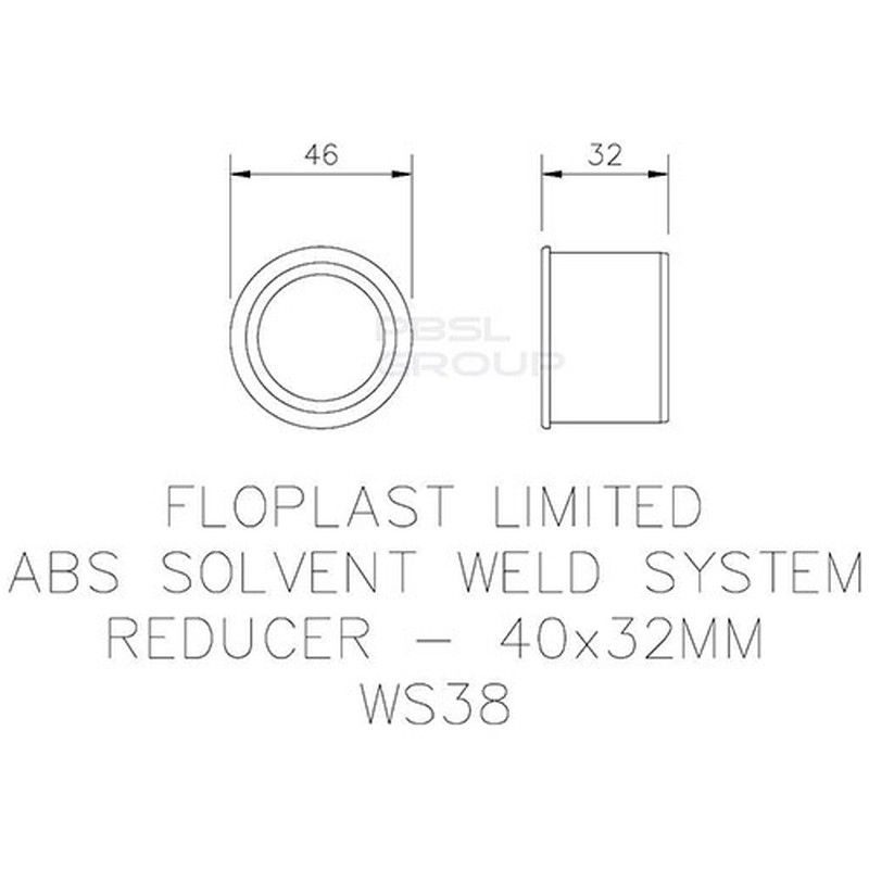 FloPlast Solvent Weld Waste Reducer - 40mm x 32mm White