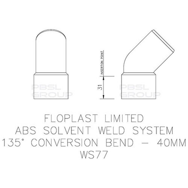 FloPlast Solvent Weld Waste Bend Swivel - 135 Degree x 40mm Grey