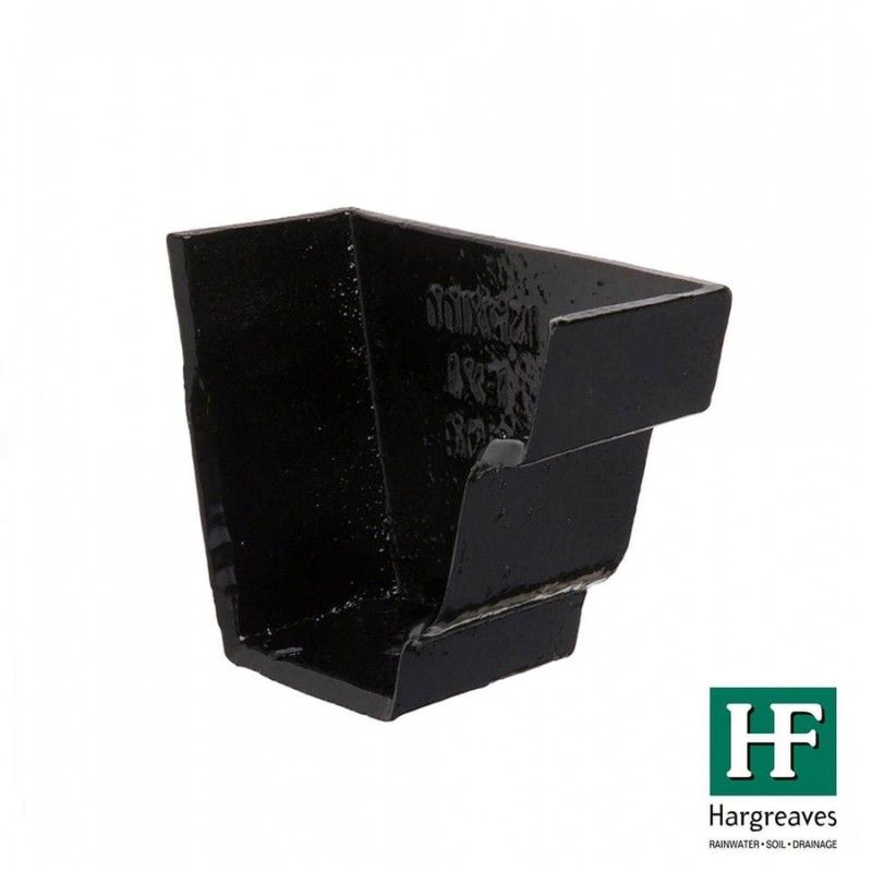 Cast Iron Moulded Ogee Gutter Right Hand External Stopend - 100mm Black