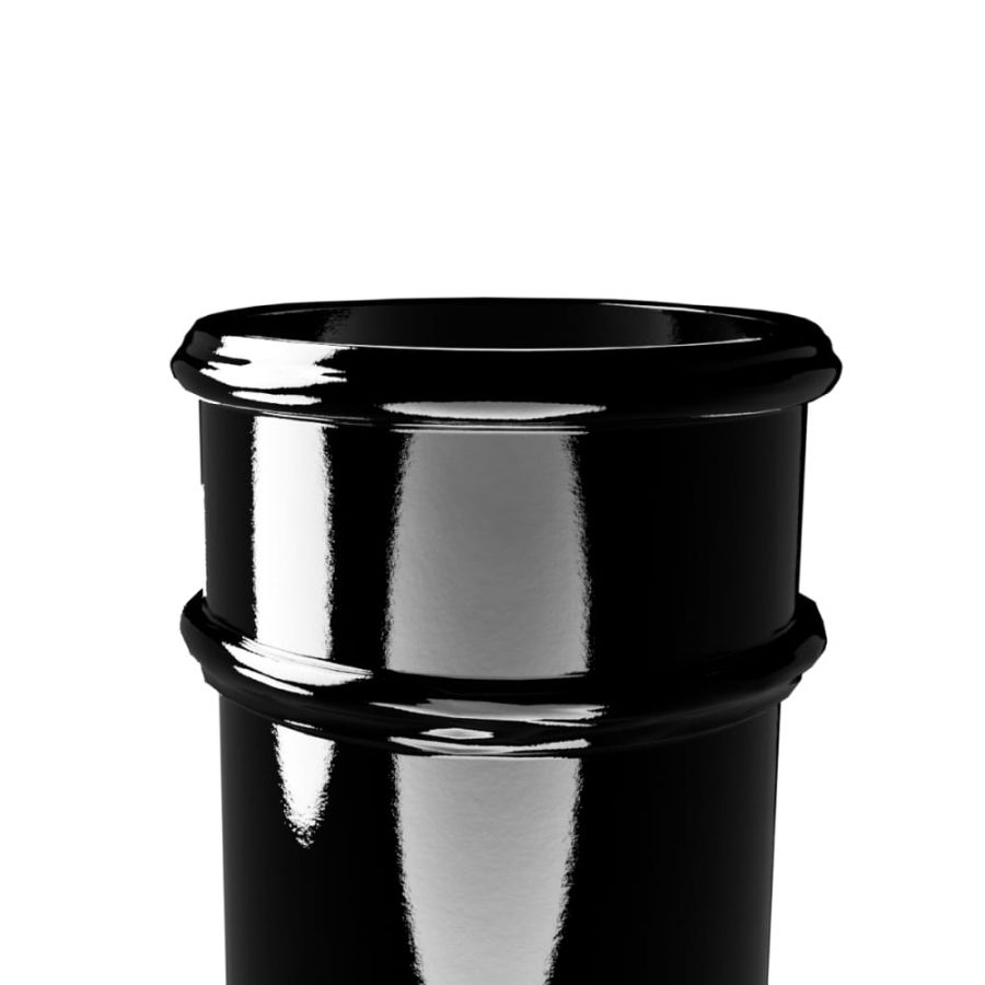 Cast Iron Round Non-Eared Downpipe - Socket Both Ends - 150mm x 1829mm Black