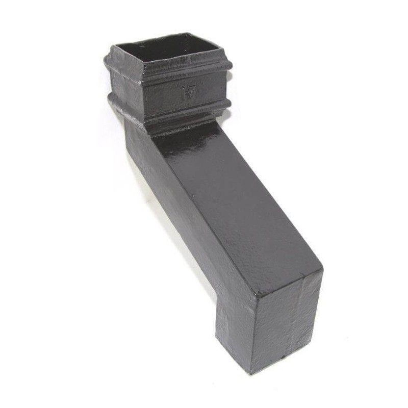 Cast Iron Rectangular Downpipe - 305mm Front Projection 100mm x 75mm Black