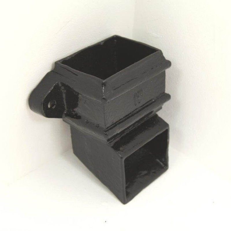 Cast Iron Rectangular Downpipe Eared Shoe - 100mm x 75mm Black