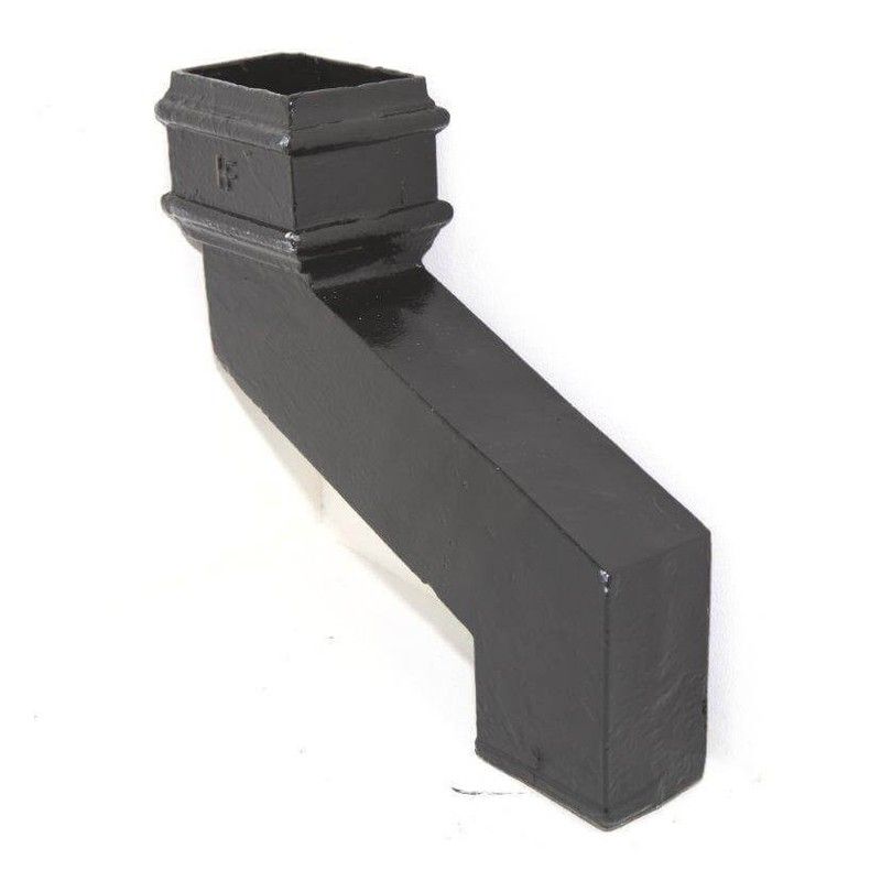 Cast Iron Square Downpipe Offset - 305mm Projection 75mm Black