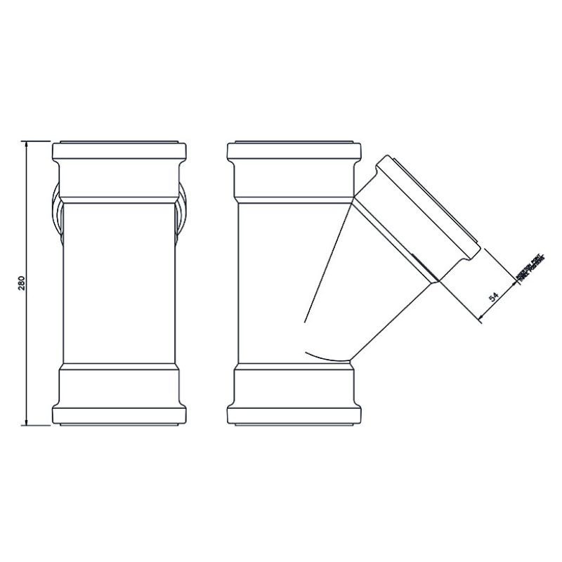 FloPlast Drainage Junction Triple Socket - 45 Degree x 110mm